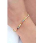 Renkli Swarovski Taşlı 925 Ayar Gümüş Üzerine Altın Kaplama Bileklik