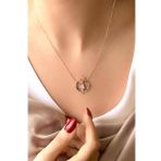 Renkli Taşlı Anne Bebek Gümüş Kolye-Rose