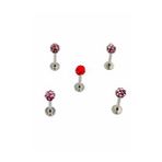 Renkli Taşlı Çelik 5 Adet Kaş Tragus Piercing
