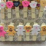 Renkli Teddy Bear Ayıcık Desenli Minik Ahşap İpli Mandal 10 lu Set Fotograf Askısı