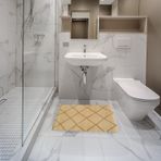 Renkli Tekli Banyo Halısı (50x80cm) Paspas, Şık Tasarımlı, Kaymaz Tabanlı, Yumuşak Dokulu (Bej)