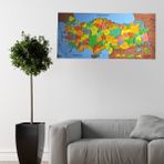 Renkli Türkiye Haritası Manyetik Yapıştırıcı Gerektirmeyen Duvar Stickerı 118 CM * 56 CM (3791)