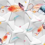Renkli Tüy Desenli Geometrik Şekilli 3 Boyutlu 3D Duvar Kağıdı Dkm-048 325 x 300
