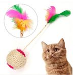 Renkli Tüylü İpli Kedi Oyuncağı