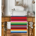 Renkli Yatay Meksika Masa Örtüsü - 30,5 x 182 cm Fiesta Serape Çizgili Masa Örtüsü Cinco de Mayo için, Parti Büfesi, Mutfak Yemek Dekoru, Güneybatı Teması-322