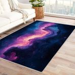 Renkli Yıldızlı Gökyüzü 3D Yıkanabilir Halı - Yatak Odası Mutfak Ofis Dekoru için Yumuşak Kısa Tüylü İç Mekan Halısı (Mor) - 180x240 cm Kaymaz Alan Halısı