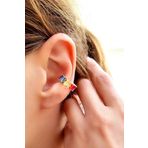 Renkli Zirkon Taşlı 925ayar Gümüş Tarz Sıkıştırmalı Kıkırdak Earcuff Küpe