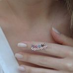 Renkli Zirkon Taşlı Baget Kelebek Modeli Rose Gold Kaplama Gümüş Kolye