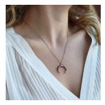 Renkli Zirkon Taşlı Hilal Modeli Rose Gold Kaplama Gümüş Kolye