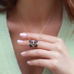 Renkli Zirkon Taşlı Kelebek Model Rose Gold Kaplama Gümüş Kolye