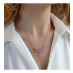 Renkli Zirkon Taşlı Mikail Meleği Rose Gold Kaplama Gümüş Kolye