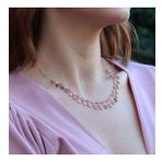 Renkli Zirkon Taşlı Rose Gold Kaplama Trend Gümüş Kolye