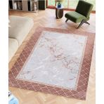 Renklibutik Kadife Dokulu Lastikli Süngerli Kaymaz Yıkanabilir Modern Desenlerde Halı Örtüsü- 4 M2