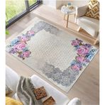 Renklibutik Modern Desenlerde Kadife Dokulu Lastikli Süngerli Kaymaz Yıkanabilir Halı Örtüsü - 12 M2