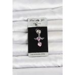 Renklime 316L Cerrahi Çelik Pembe Zirkon Taşlı Kanat Model Göbek Piercing