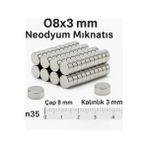 Renklime 5 Adet 8X3MM Yuvarlak Neodyum Mıknatıs Güçlü Nikel Kaplamalı Kaliteli Dayanıklı Magnet ( Lisinya )