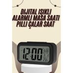 Renklime Dijital Masa Saati Termometreli Takvim Çalar Saat LED Ekran Pilli