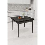 Renlife 70x70 Küçük Yemek Masası | Metal Ayaklı Kompakt Mutfak Masası | 2 Kişilik Minimal Masa (ARİS GRİ)