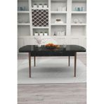 Renlife Yemek Masası Ahşap Masa Mutfak Masası Takımı 6 Kişilik Masa Açılır Kapanır Masa(Siyah Mermer) - 80 x 130 cm - Mermer - Siyah