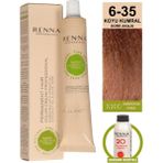 Renna Amonyaksız Bitkisel Yıpranmış Saçlar İçin Saç Boyası 6-35 Dore Akaju 60 ml - 6-35 KOYU KUMRAL DORE AKAJU