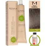 Renna Bitkisel Amonyaksız Saç Boyası 60 Ml 7-1 Küllü Kumral Oksidan Hediyeli