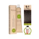 Renna Bitkisel Saç Boyası 6-1 Küllü Koyu Kumral 60 ml - Oksidan Hediyeli (%100 AMONYAKSIZ)