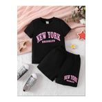 Renna Mood Kız Çocuk New York Brooklyn Baskılı Şort- T-shirt takım
