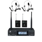 Rennes Rm-900Hh UHF 2x100 Kanal Çiftli Kablosuz Yaka ve Headset Mikrofonu Çift Anten LCD Ekran Mikrofon Seti