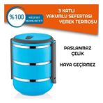 Rennway Sefer Tası Yemek Termosu Saklama Kabı Termosu 3lü - Mavi