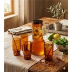 Reoona 4 Bardakli Borosilikat Amber Cam Surahi Takimi Turuncu 2100 ml - 2,1 lt
