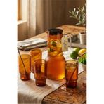 Reoona 4 Bardakli Borosilikat Amber Cam Surahi Takimi Turuncu 2100 Ml