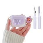 Reownest AirPods 4 ile Uyumlu Temizleyici Kitli Kılıf Yumuşak Şeffaf TPU Sevimli 3D Renkli Yay Tasarımlı Darbeye Dayanıklı Anahtarlık Kapağı Kızlar için Kadın Airpods 4 (2024)-Mor