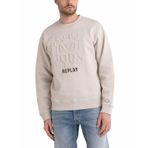 Replay Erkek Sweatshirt Logolu Kapüşonsuz, Platinum 012, L