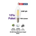 repplam 10'lu Paket 6 Watt E14 Duylu Rustik Led Ampul Beyaz Işık Avize Ampulu Ince Duylu Mum Ampul 700 Lümen