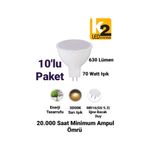 repplam 10'lu Paket 7w - 70w Mr16 Led Ampul Sarı Işık 630 Lümen Gu 5.3 Led Ampul Spot Ampul 220 Volt
