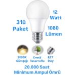 Repplam 12W ERKLED Günışığı LED Ampul 1080 Lümen E27 Duylu LED Lamba - 3 Adet