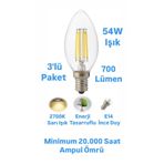 repplam 6 Watt E14 Duylu Rustik Led Ampul Sarı Işık Avize Ampulu Ince Duylu Mum Ampul 700 Lümen