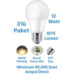 Repplam ACK 12W Günışığı LED Ampul 1075 Lümen E27 Duylu Yüksek Işık LED Lamba - 3 Adet