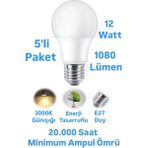Repplam ERKLED 12W Günışığı LED Ampul 1080 Lümen E27 Duylu LED Lamba - 5 Adet