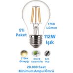 Repplam Horoz 15W Rustik LED Ampul Günışığı 1750 Lümen E27 Duylu Dekoratif Ampul Flamanlı - 5 Adet