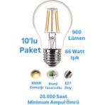 Repplam Horoz 8W Rustik LED Ampul Günışığı E27 Duylu Dekoratif Ampul Flamanlı 900 Lümen - 10 Adet
