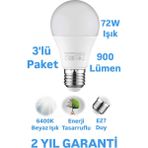 Repplam Horoz 9W LED Ampul Beyaz Işık E27 Duy 900 Lümen LED Lamba - 3 Adet