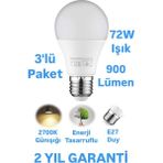 Repplam Horoz 9W LED Ampul Günışığı E27 Duy 900 Lümen LED Lamba 2700 Kelvin - 3 Adet
