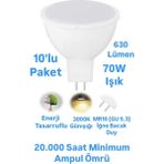 Repplam K2 7W MR16 LED Ampul Günışığı Iğne Bacak Spot Ampul 220 Volt - 10 Adet