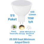 Repplam K2 7W MR16 LED Ampul Günışığı Iğne Bacak Spot Ampul 220 Volt - 5 Adet
