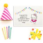 Repro Design 10X14 cm Hello Kitty Temalı Kişiselleştirilebilir 10 Adet Doğum Günü Tebrik Kartı
