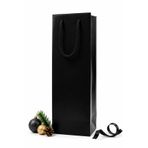 repro design Şişe Boy Premium Siyah Karton Çanta 12 X 35 X 8 Cm Karton Poşet 3 Adet
