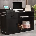 Resepsiyon Masası Küçük Resepsiyon Masası Modern Perakende Tezgah Ön Büro Resepsiyon Sayacı Kilitlenebilir Çekmeceli ve Kapı Dolabı Salon Resepsiyon Odası Ödeme Ofisi için (Siyah 120 cm/47,2 inç)