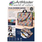 Resim Çantası Desenli Kumaş 37X54 Cm 1 Adet Art10 Teknik Resim Dosya Çantası 35X50 Cm Askılı Proje Çantası Fermuarlı