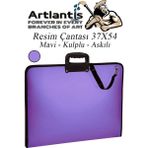 Resim Çantası Fermuarlı Kulplu 37X54 cm 1 Adet Teknik Resim Dosya Çantası 35X50 cm Askılı Proje Çantası Okul Sınıf - Lila